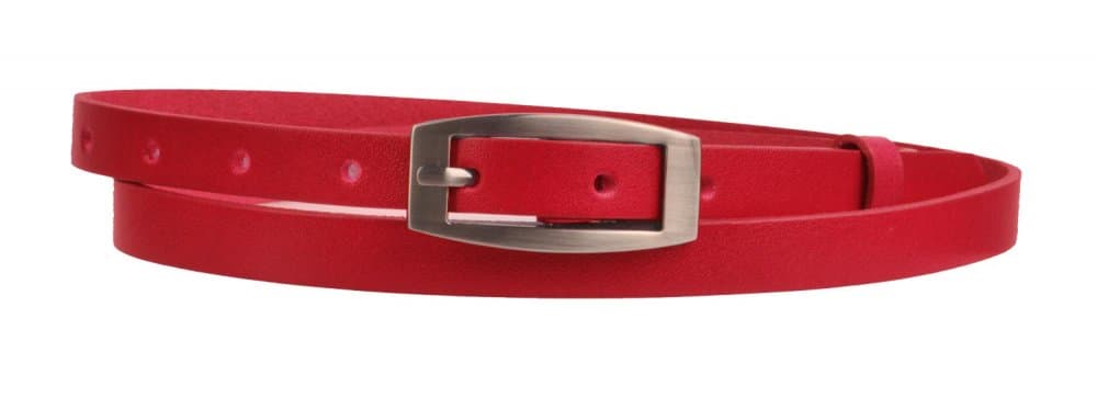 Penny Belts Dámský kožený úzký pásek červený 15-2-93