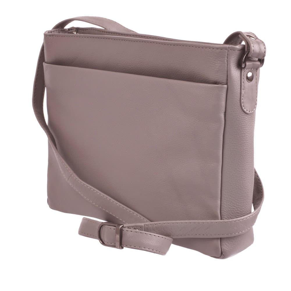Kožená kabelka přes rameno New Bags Leather LB-206 hnědá taupe - náhled 2