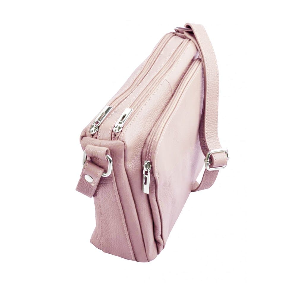 Maxfly Kožená crossbody kabelka 5542 růžová pudrová - náhled 2