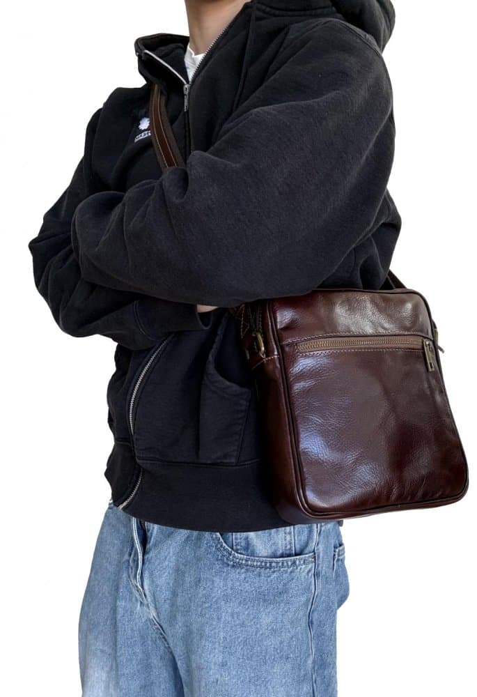 Pánská crossbody taška T08 hnědá - náhled 4