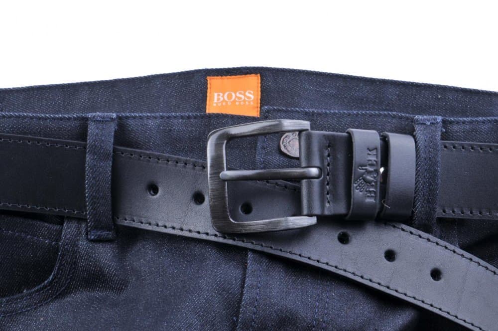 Pánský kožený černý pásek 006-98 95 cm - náhled 4