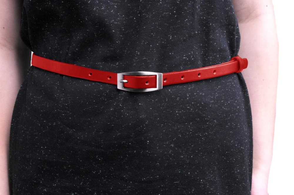 Penny Belts Dámský kožený úzký pásek červený 15-2-93 100 cm - náhled 5