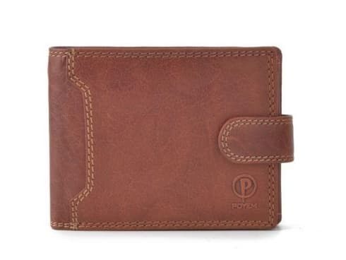 Pánská kožená peněženka Poyem 5209 cognac - zip na bankovky - náhled 2