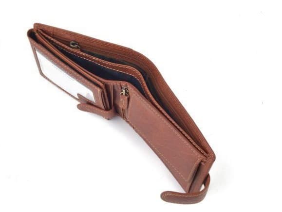 Pánská kožená peněženka Poyem 5209 cognac - zip na bankovky - náhled 4