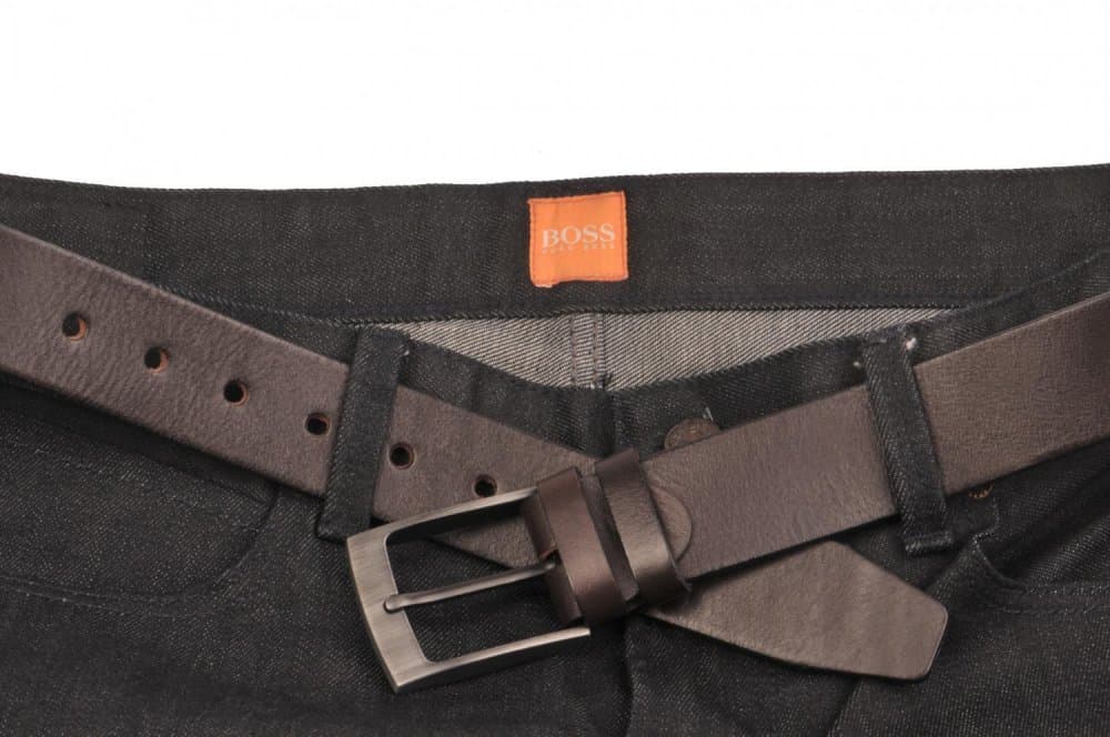 Pánský kožený hnědý pásek 35-40 100 cm - náhled 2