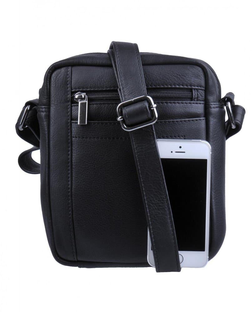 New bags leather - Pánská kožená taštička přes rameno černá LB-254