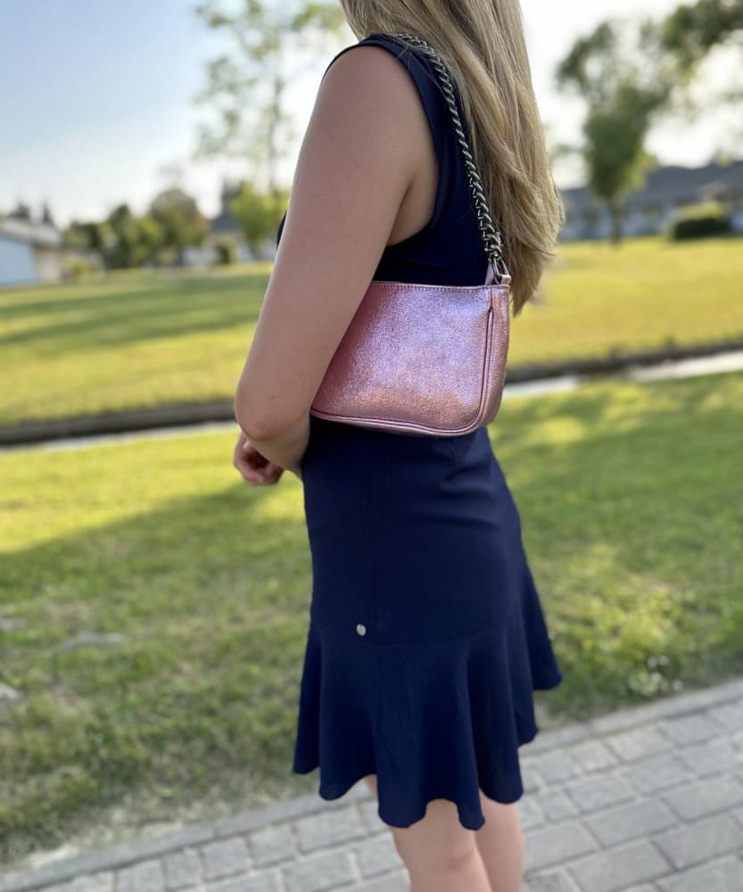 Růžová malá kožená kabelka Elisa L593-009 - náhled 3