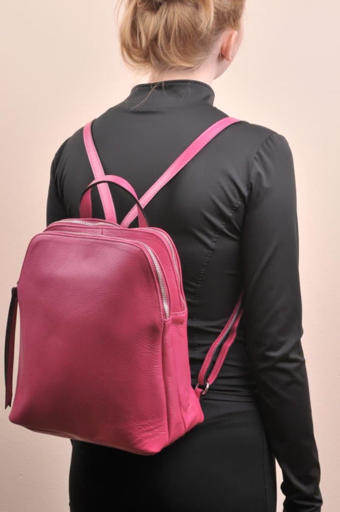 Kožený batoh dámský MaxFly 6226 fuxia - náhled 2