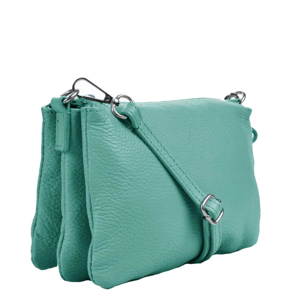 Menší kožená crossbody kabelka 5474 tyrkys - náhled 3