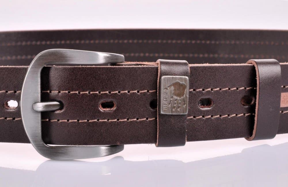 Pánský kožený hnědý pásek 008-93 110 cm - náhled 4