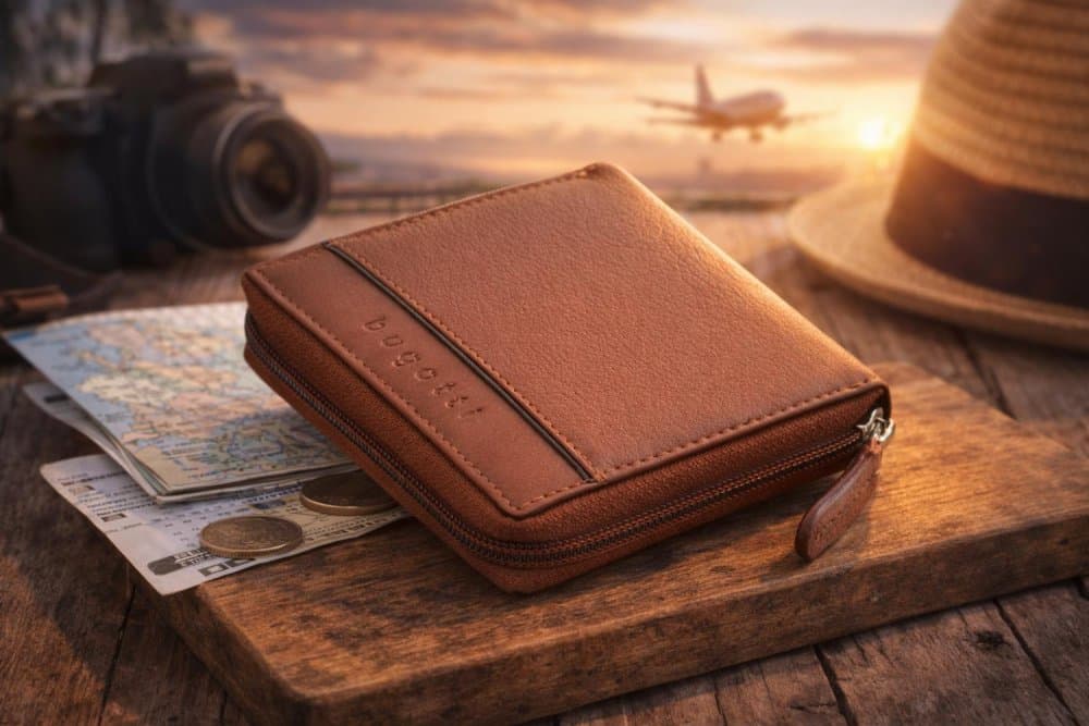 Kožená peněženka Bugatti Banda 49133407 cognac celá na zip - náhled 5