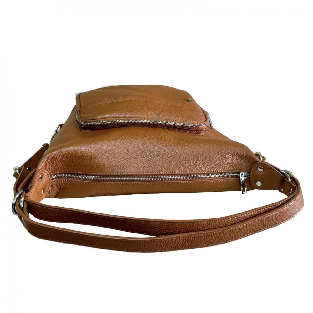 MAXFLY Kožená kabelka a batoh v jednom 6539 COGNAC hnědá - náhled 5