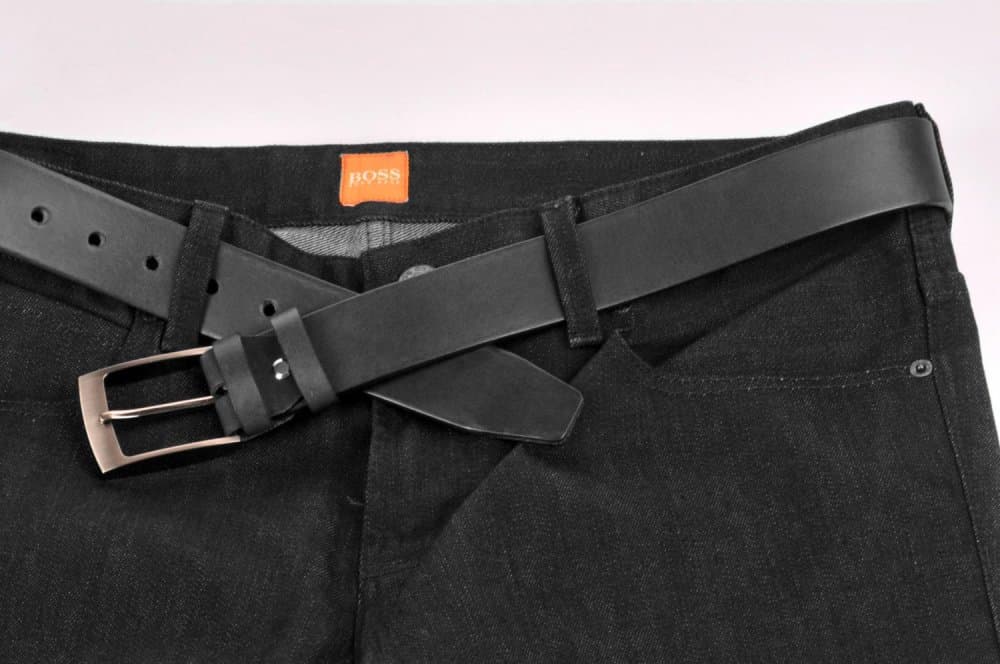 Pánský kožený opasek 34-60 černý 105 cm - náhled 4