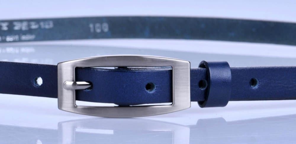 Penny Belts Dámský kožený úzký pásek tmavě modrý 15-2-56 105 cm - náhled 5