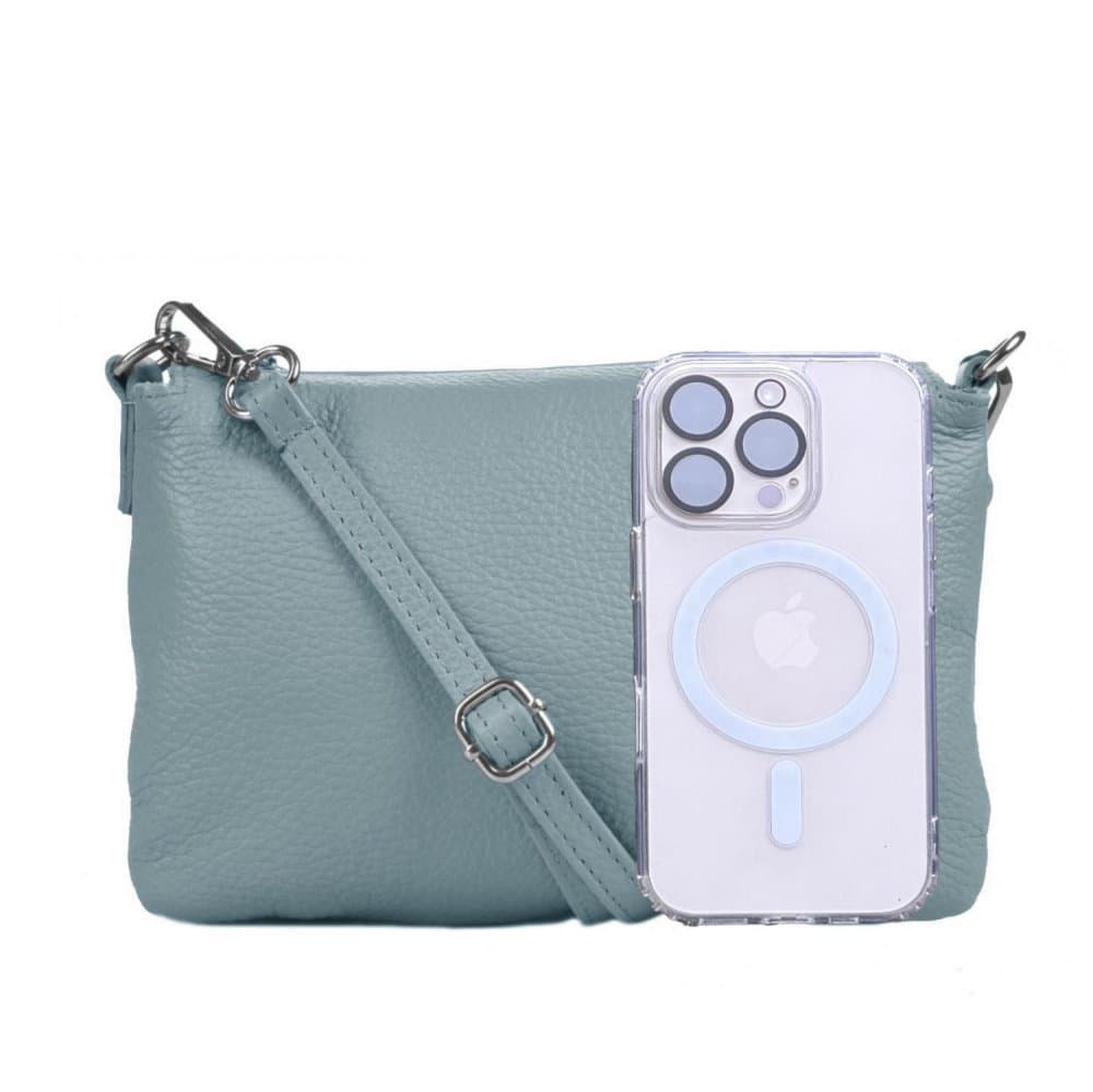 MaxFly Menší kožená crossbody kabelka 5474 celeste světle modrá - náhled 2