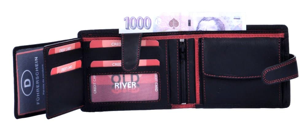 Old River Pánská kožená peněženka 3255 černo červená - náhled 3