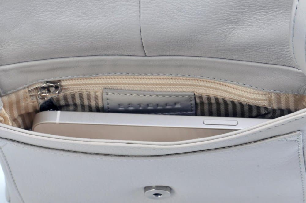 Malá kožená crossbody kabelka ET-0985 světle šedá - náhled 5