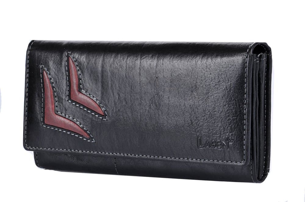 Dámská kožená peněženka Lagen 6011/T Black/Red - náhled 3