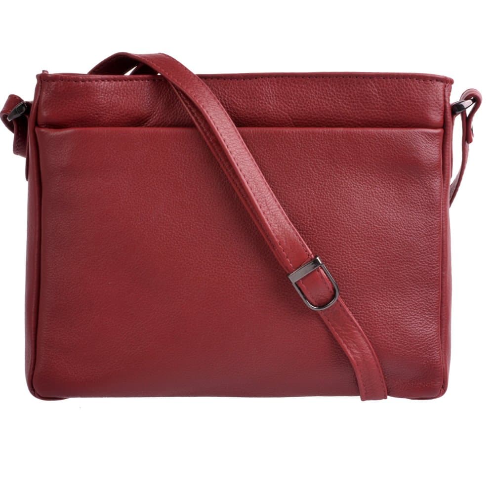 Kožená kabelka přes rameno New Bags LB-206 tmavě červená