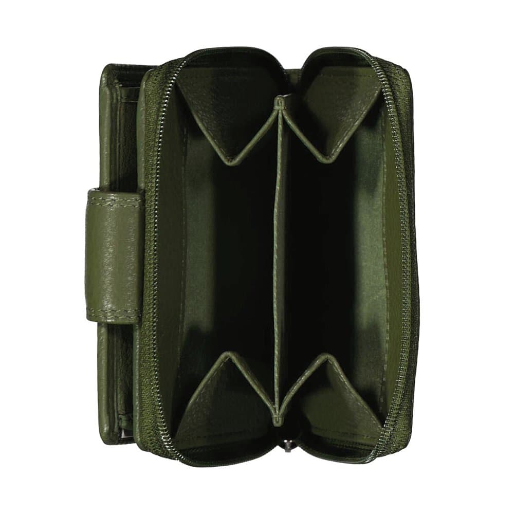Old River Malá kožená peněženka na zip AK-81 N zelená - náhled 3