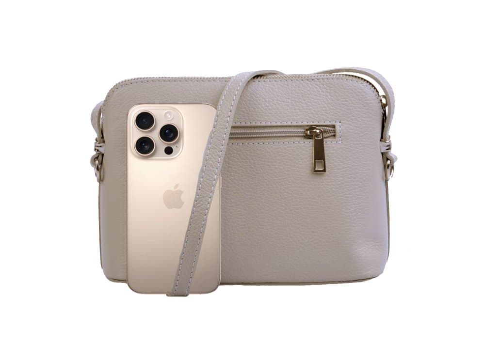 MaxFly dámská kožená kabelka crossbody 5232 světle béžová - náhled 3
