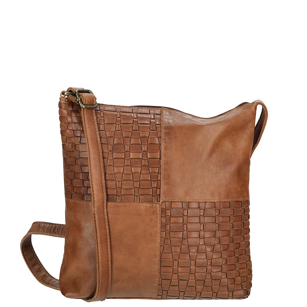Proplétaná kožená crossbody kabelka Enrico Benetti Sicily 89031-005 hnědá cognac - náhled 1