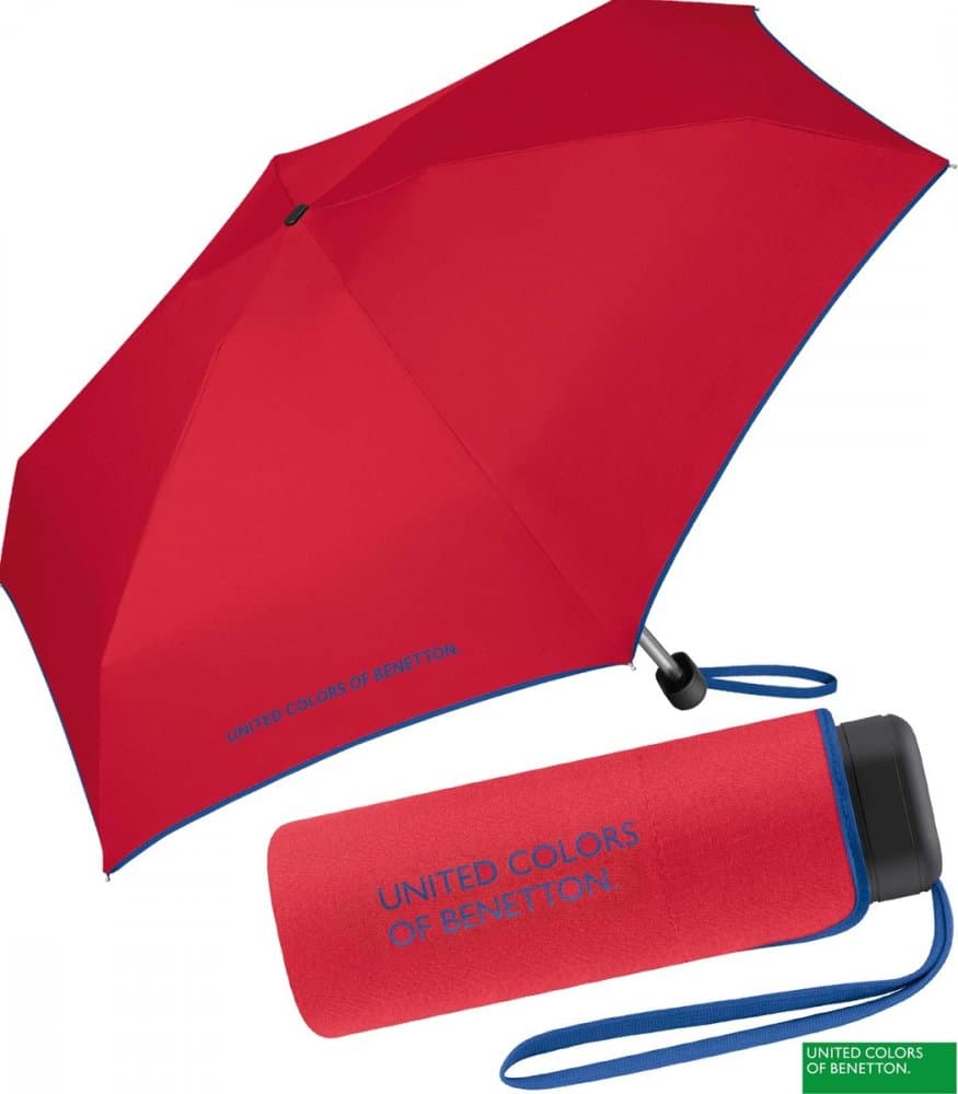 Deštník skládací Benetton Ultra Mini flat red 56403 červený - náhled 2