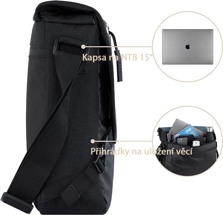Pánská taška na notebook 15"  Bugatti Blanc DeLight Messenger černý 49450901 - náhled 4