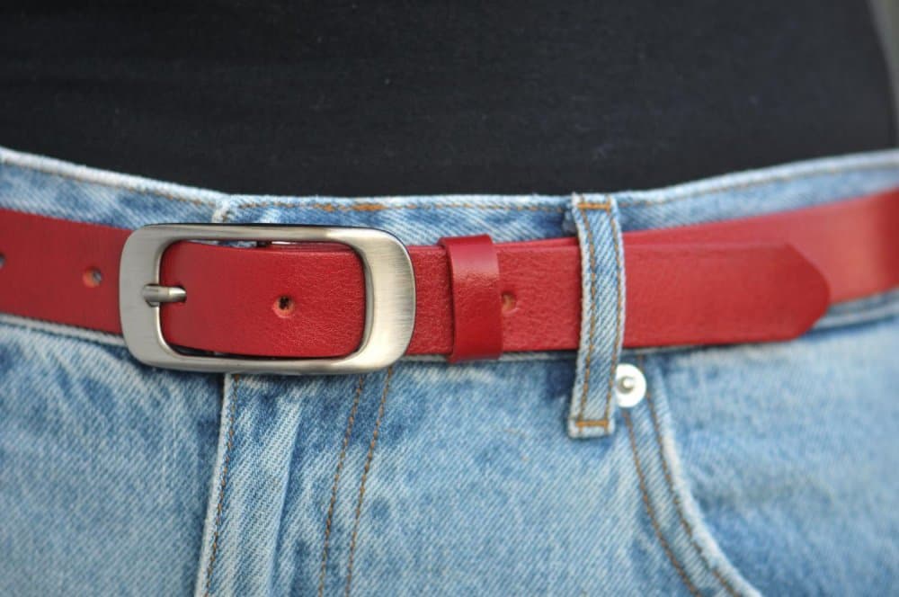 Dámský úzký kožený pásek Penny Belts 173-93 červený 100 cm - náhled 5