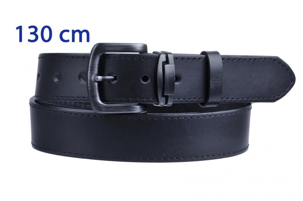 Pánský kožený černý pásek 9-1-60 obvod pasu 130 cm - dlouhý 130 cm - náhled 1
