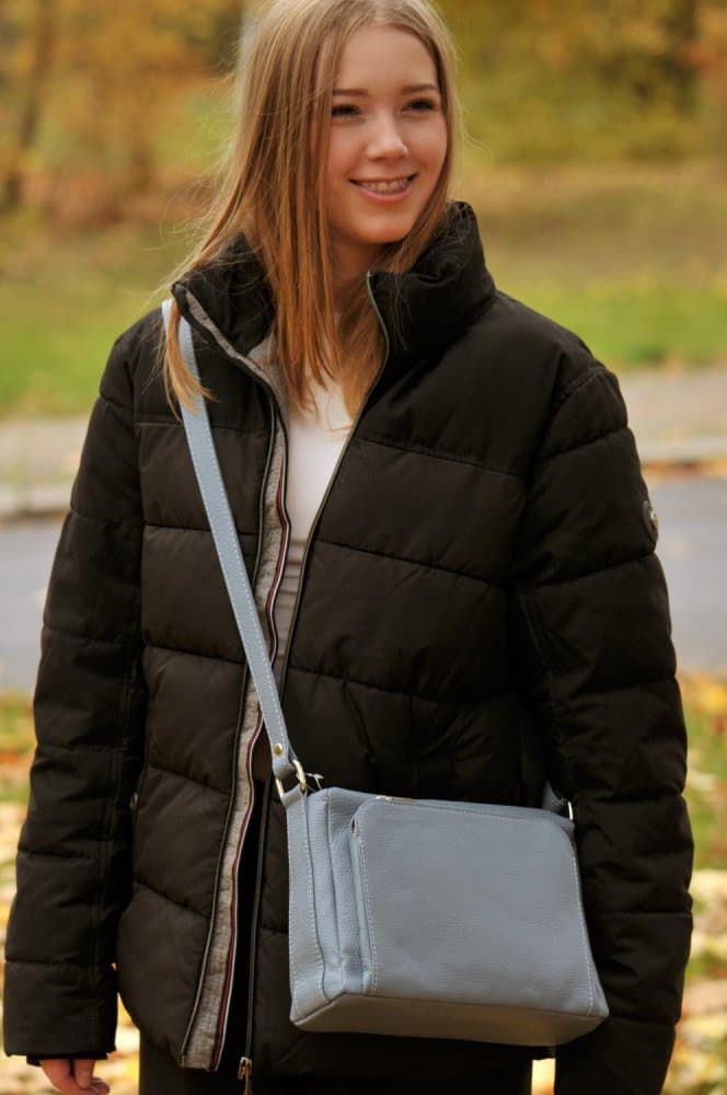 Kožená crossbody kabelka MaxFly 5542 ocean - světle modrá - náhled 4