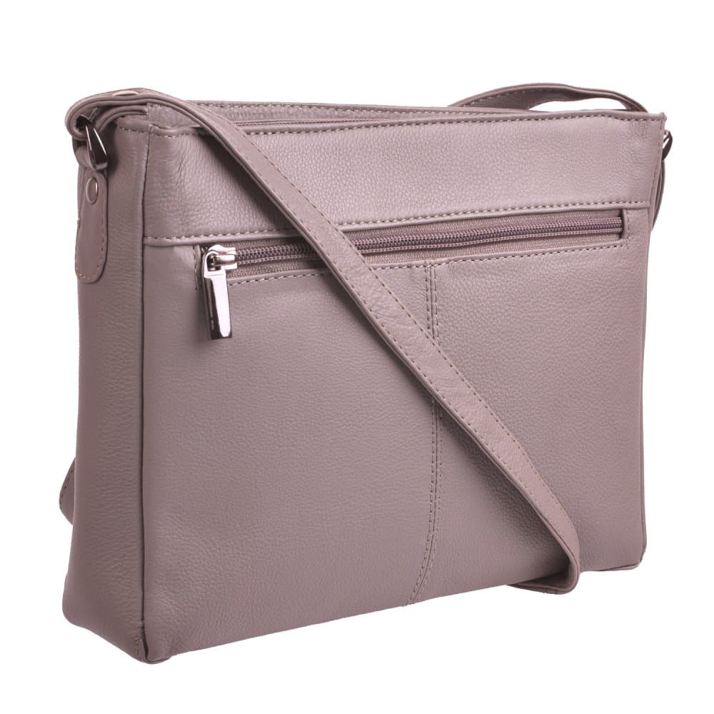 Kožená kabelka přes rameno New Bags Leather LB-206 hnědá taupe - náhled 3