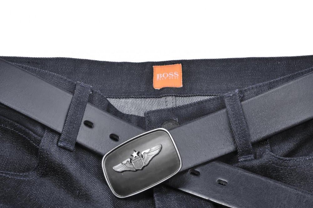 Pánský kožený pásek JEANS s plnou sponou 13-60 černý - náhled 4