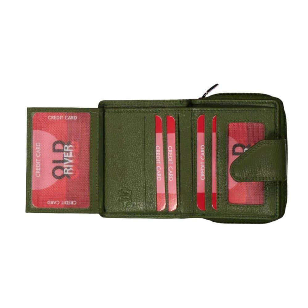 Old River Malá kožená peněženka na zip AK-81 N zelená - náhled 4