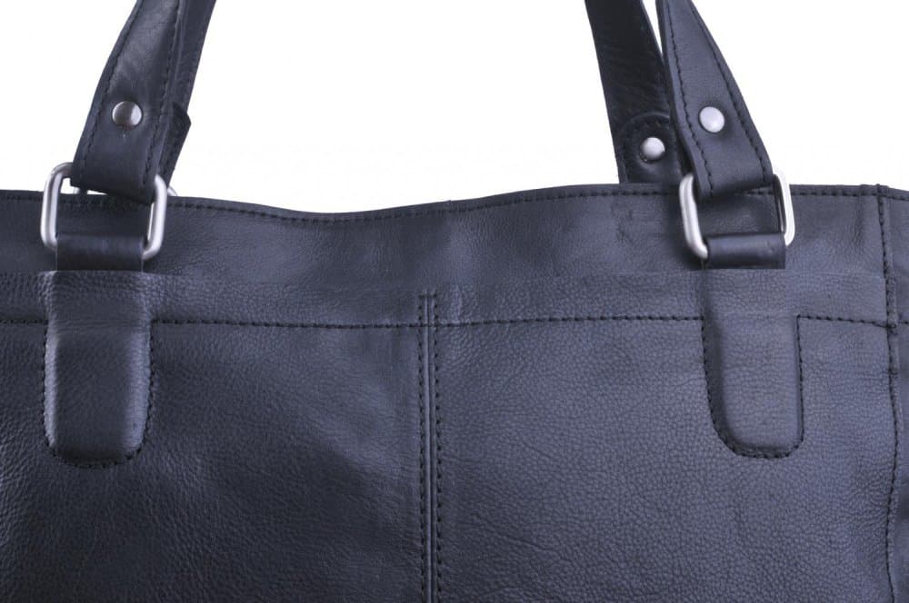 Velká kožená shopper kabelka LA-124 černá - náhled 5