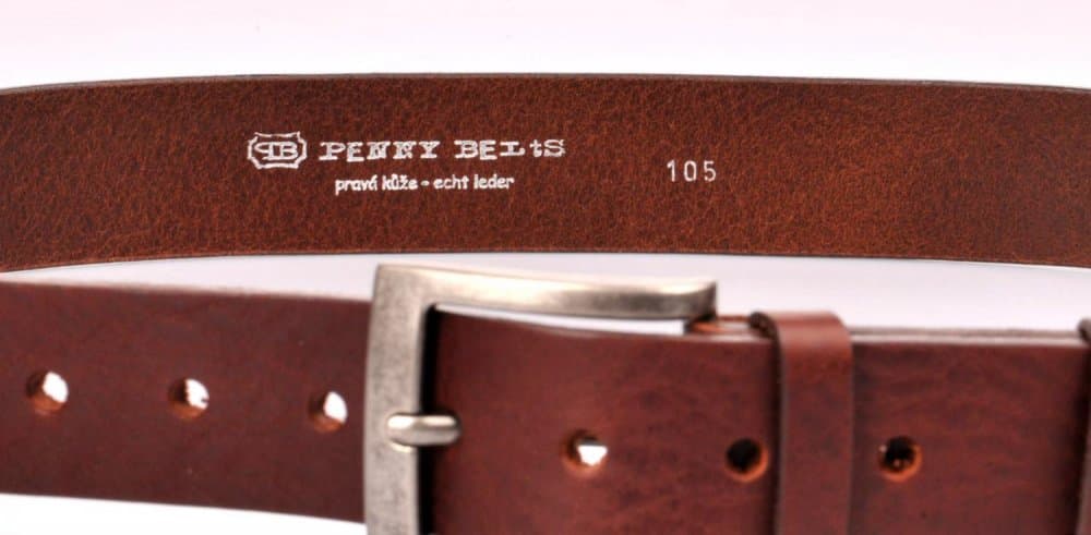 Penny Belts Kožený hnědý pásek šířka 40 mm 501-R-43 110 cm - náhled 4