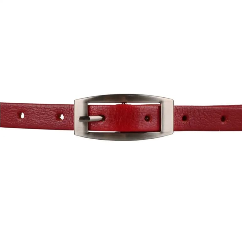 Penny Belts Dámský kožený úzký pásek červený 15-2-93 100 cm - náhled 2