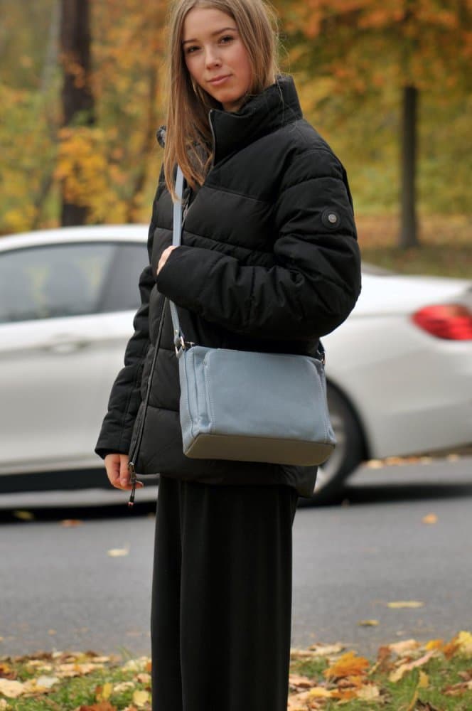 Kožená crossbody kabelka MaxFly 5542 ocean - světle modrá - náhled 5
