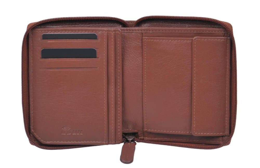 Kožená peněženka Bugatti Banda 49133407 cognac celá na zip - náhled 2