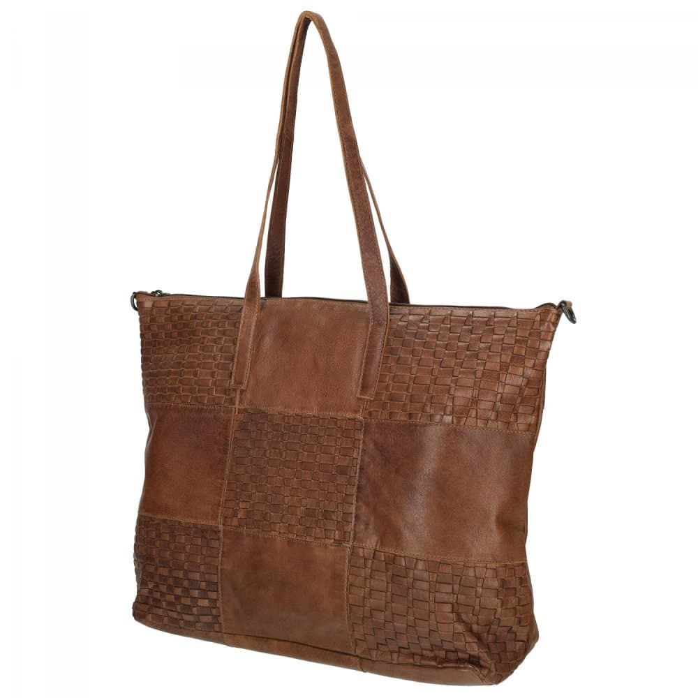Proplétaná velká kožená shopper kabelka Enrico Benetti Sicily 89033-005 hnědá cognac - náhled 3