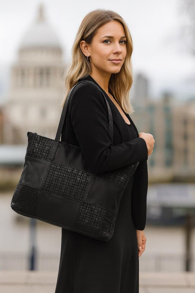 Proplétaná velká kožená shopper kabelka Enrico Benetti Sicily 89033-001 černá - náhled 2