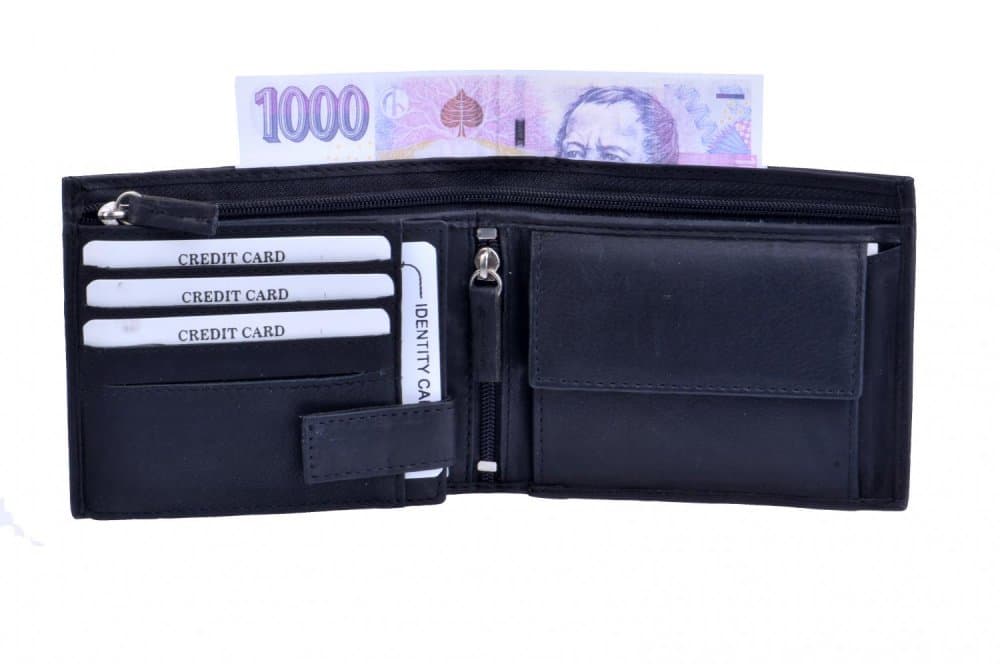 Pánská kožená peněženka - zip na bankovky TK-010 - náhled 4