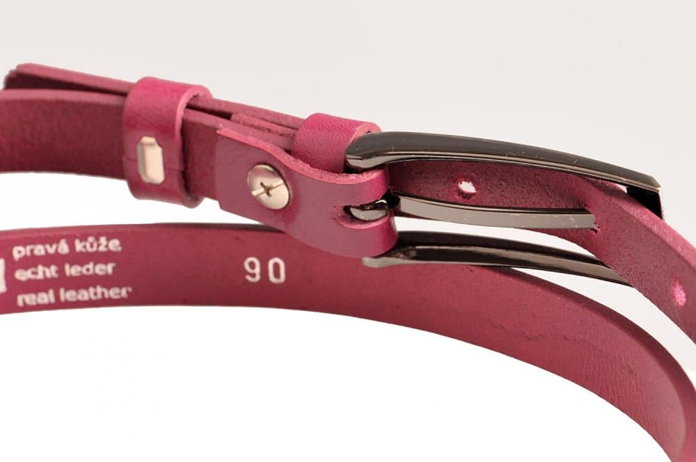 Penny Belts Dámský kožený úzký pásek 15-1-53 fuxiový 100 cm - náhled 3