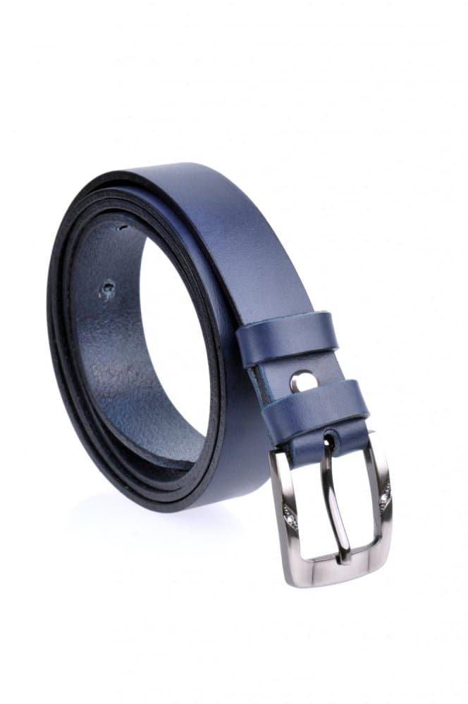 Penny Belts Dámský úzký kožený pásek  172-56 modrý 100 cm - náhled 2