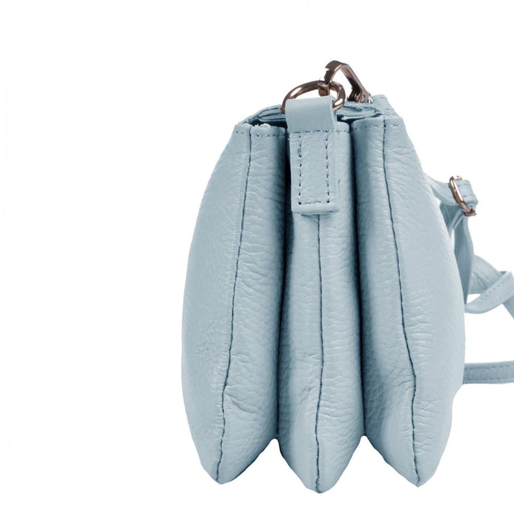 MaxFly Menší kožená crossbody kabelka 5474 celeste světle modrá - náhled 5