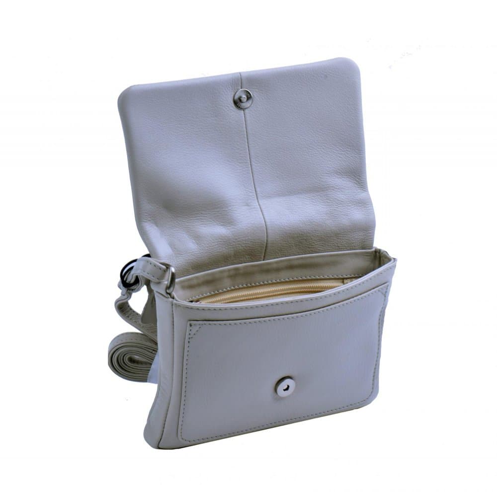Malá kožená crossbody kabelka ET-0985 světle šedá - náhled 4
