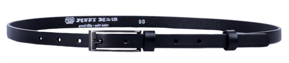 Penny Belts Dámský kožený úzký pásek 15-1-60 černý 100 cm - náhled 3