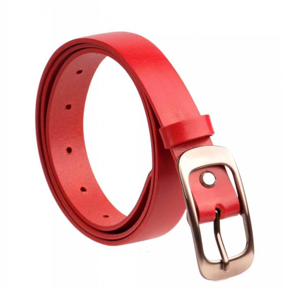 Dámský úzký kožený pásek Penny Belts 173-93 červený 100 cm - náhled 4