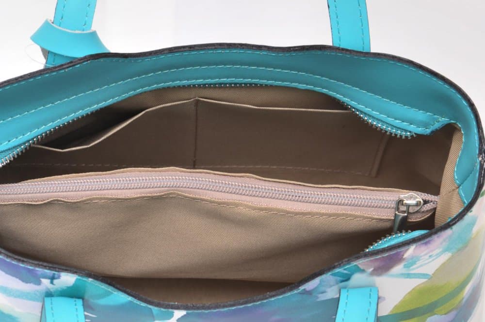 MaxFly Kožená dámská kabelka 51361-D32 tyrkysová + bílá - náhled 5