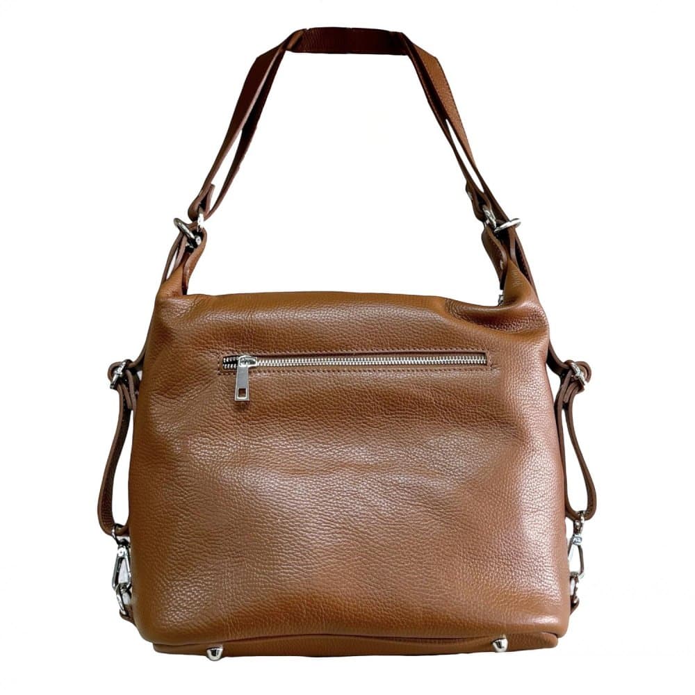 MAXFLY Kožená kabelka a batoh v jednom 6539 COGNAC hnědá - náhled 3